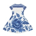 thumbnail image 2 of Uourmeti Girls Short Sleeve Casual Long Dress for School Soft Stretchy 1 Pack Kids Short Sleeve Casual Maxi Dress, Blue Floral Print, 2 of 6