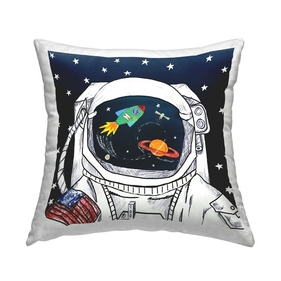Stupell Industries US Astronaut Outer Space Galaxy Reflection Design by Sangita Bachelet Throw Pillow
