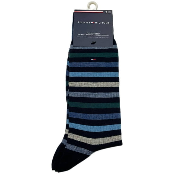 TOMMY HILFIGER Men's 2 Pairs Premium Blend Mid Calf Socks, Multicolor, 7-12