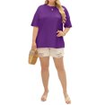 thumbnail image 4 of Langwyqu Plus Size Women Solid Color Round Neck Short Sleeve Casual T-Shirt Blouse, 4 of 5