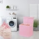 thumbnail image 2 of Cesta de ropa sencilla para el hogar doble con tapa, color rosa, 2 of 8