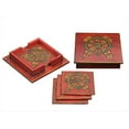 thumbnail image 2 of storeindya Store Indya Wooden Coasters 4-Pack (Red - Mandala), 2 of 2