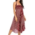 thumbnail image 2 of SWSMCLT Women's Long Skirts Tie Front Skirt Bohemian Summer Dress Gypsy Indian Maxi High Waist Flowy Hippie Boho Elephant Printed Dresses Elastic Waist Red One Size, 2 of 5