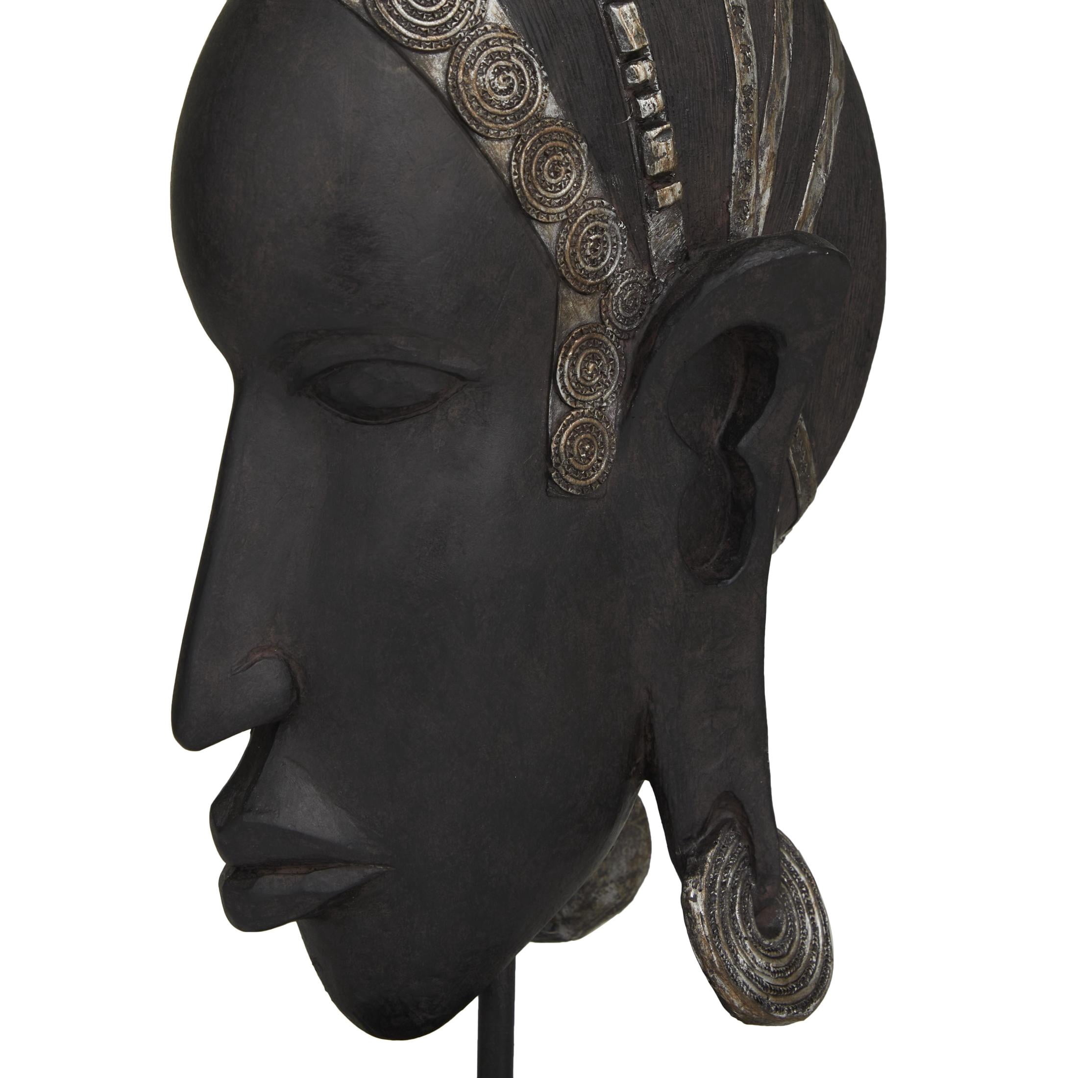 5" x 16" Black Polyresin African Woman Sculpture, by DecMode