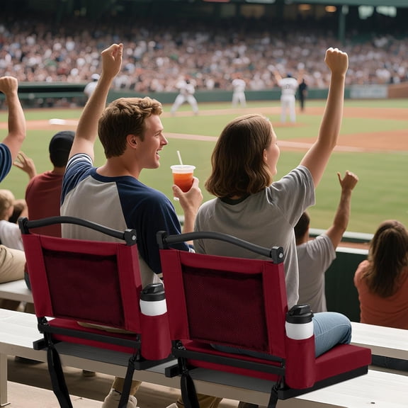 Stadium Seats with Back Support and Thick Cushion Bleacher Seats with Backs and Cushion Wide, Stadium Chairs Include Shoulder Strap and Pocket, Perfect for Sports Events