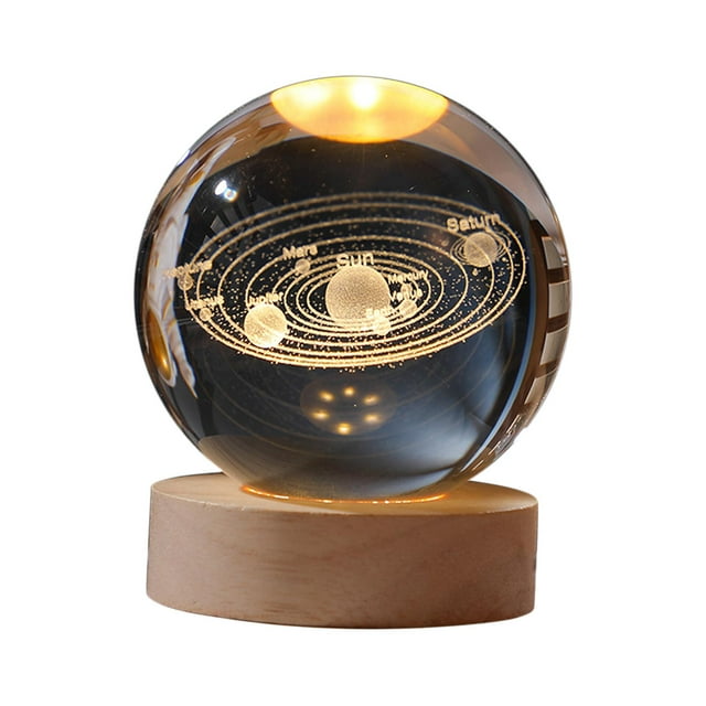 Lámpara de noche con bola de cristal 3D de 3,15 pulgadas, luz educativa, planetaria, decorativa, nocturna. Sistema solar