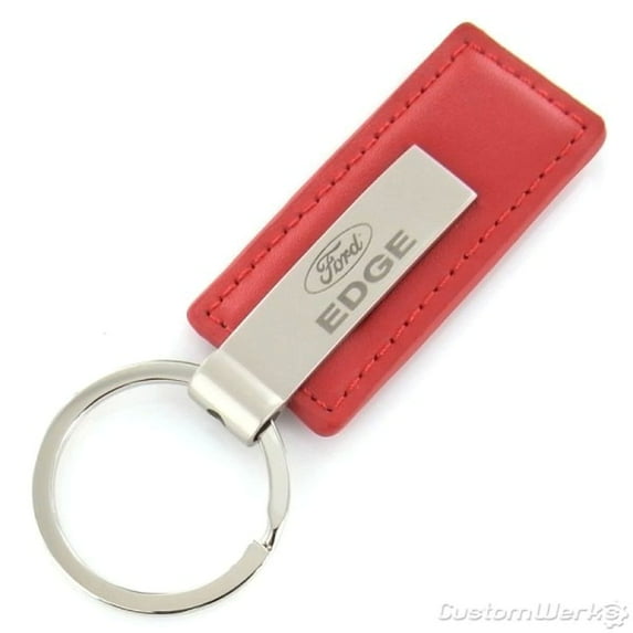 Ford Edge Rectangular Leather Key Chain (Red)