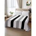 thumbnail image 2 of Black Gray Striped Twim XL Size Flat Sheet, Wrinkleproof & Fadeproof Cooling Flat Bed Sheet Only, Farmhouse Stripe Art Breathable Soft Bedding Top Sheets 66 x 102 Inches, 2 of 8
