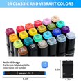 thumbnail image 2 of Juego de rotuladores de alcohol Izzoni, 24 colores, de doble punta, con funda y soportes, 2 of 7