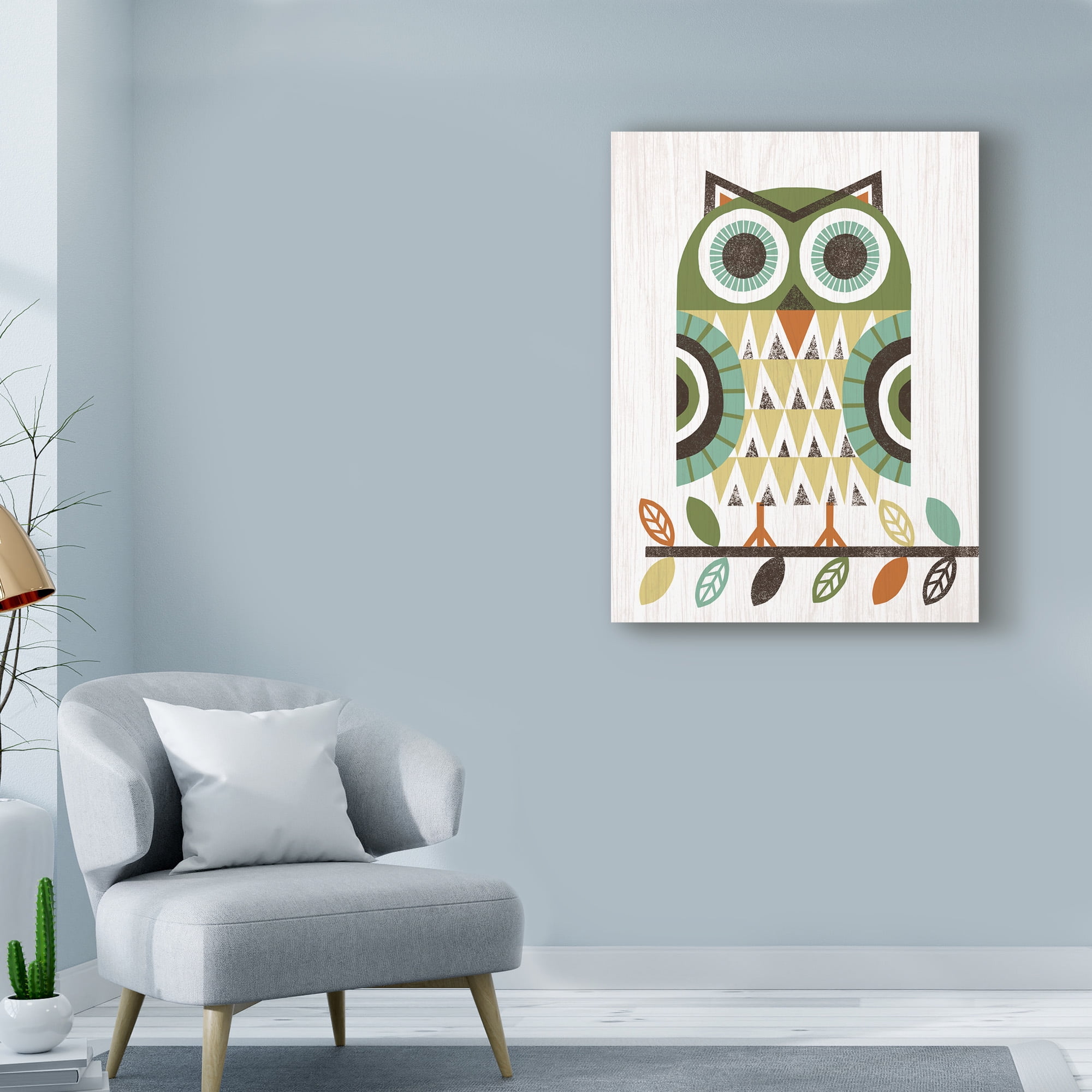 Trademark Fine Art 'Folk Lodge Owl Earth' Canvas Art by Michael Mullan