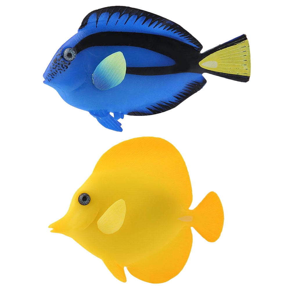 2pcs Silicone Fish Model Fish Tank Artificial Silicone Fish Fake Fish Decoration