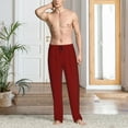 thumbnail image 2 of Honiee Maroon for men - a sleek fusion of Straight Pajama Pants, versatile Lounge Pants, and cozy Sleepwear, all rolled into one-Large, 2 of 6