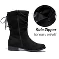 thumbnail image 3 of Love Steetly Women's Extra Wide Width Ankle Boots, Distressed Faux Suede, Slouchy Ruched Upper, Adjustable Back Lace-Up, Low Stacked Heel Casual Boots., 3 of 8