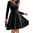 thumbnail image 2 of Women'S Velvet Dress Long Sleeve Cocktail Dresses Flare Swing Mini Prom Dress for Wedding Guest Black XXL, 2 of 7