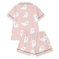 thumbnail image 5 of HEVRJEWJD Girls Halloween Print Short Sleeve Top With Shorts Pajamas Kids Button-Down Nightwear Loungewear Pink8 4-5 Years, 5 of 5