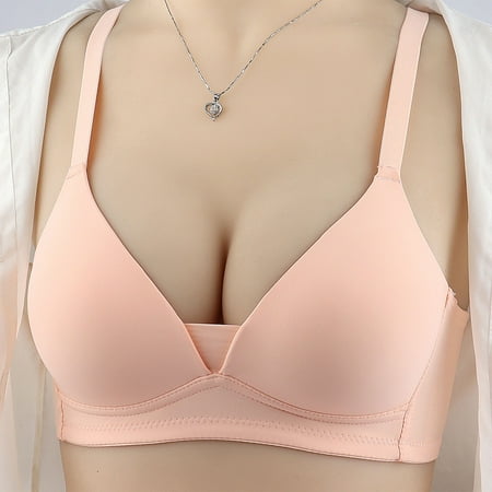 TrendVibe365 Wireless Push up Bras for Women Plus Size No Wire Push up Bralette Padded Triangle Adjustable Strap Corset Top Full Coverage Crop Cami Top Sexy Lingerie Pink 75