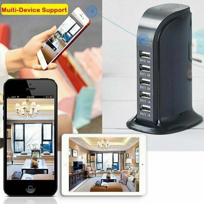 1080P WIFI Socket Charger Spy1· Hidden Camera Video Recorder 5 USB Nanny Cam DVR