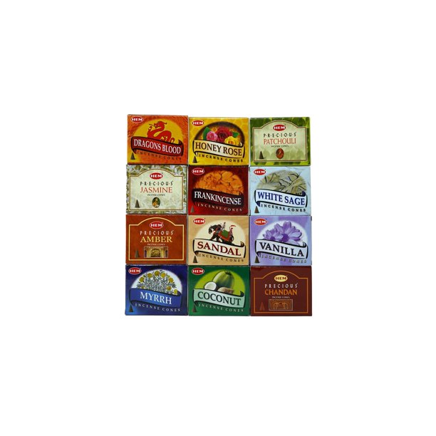 HEM Assorted Incense Cones + Gift Box 120 Cones 12 Fragrances