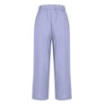 thumbnail image 5 of Linen Pants Women Dressy Casual Summer Pants Elastic Waist Straight Leg Loose Fit Trousers with Pockets Solid Color Vacation Beach Pants Recent Orders I Have Placed Last Order Placed, 5 of 7