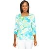 Alfred Dunner Womens Tropical Floral Square Neck Top