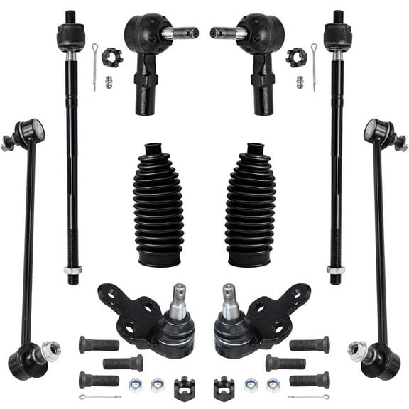 Detroit Axle - 10pc Front Suspension Kit for Toyota Camry Avalon Solara Lexus ES300, 2 Lower Ball Joints, 4 Inner & Outer Tie Rods, 2 Sway Bar Links, 2 Boots, Replacement