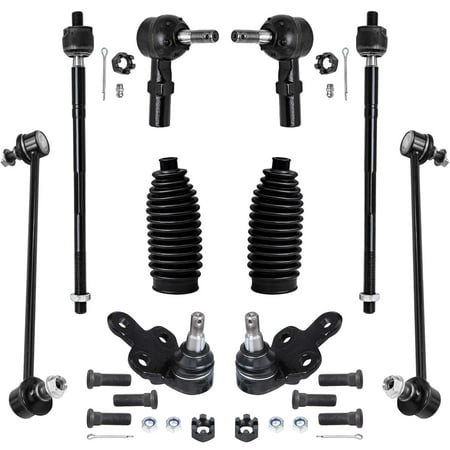 Detroit Axle - 10pc Front Suspension Kit for Toyota Camry Avalon Solara Lexus ES300, 2 Lower Ball Joints, 4 Inner & Outer Tie Rods, 2 Sway Bar Links, 2 Boots, Replacement