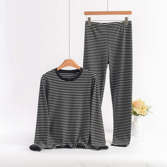 Vetsdori Womens Long Sleeve Pajamas Sets Plus Size Nightwear Casual Stripe Sleepwear Homewear,Pants Soft Pajamas for Women Pj Sets