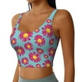thumbnail image 2 of Bixox Women's Daisies Flowers Pattern Fitness Navel Tank Top U-Back Yoga Tank Top Sweatshirt Sports Bra, 2 of 7