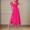 thumbnail image 2 of Vestido largo con cuello cuadrado, mangas con volantes y bolsillos para mujer, 2 of 7