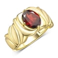 thumbnail image 3 of RYLOS Rings for Women 14K Gold Plated Silver Ring Solitaire 9X7MM Oval Gemstone with Satin Finish Band January Garnet Jewelry Size 5, 3 of 7
