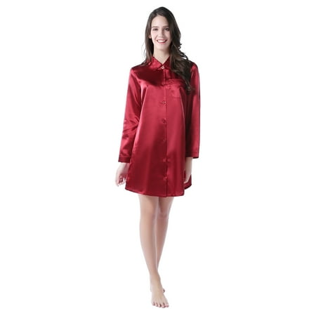 

Richie House Women s Medium Style Satin Shirt Pajama Sleepwear RHW2788