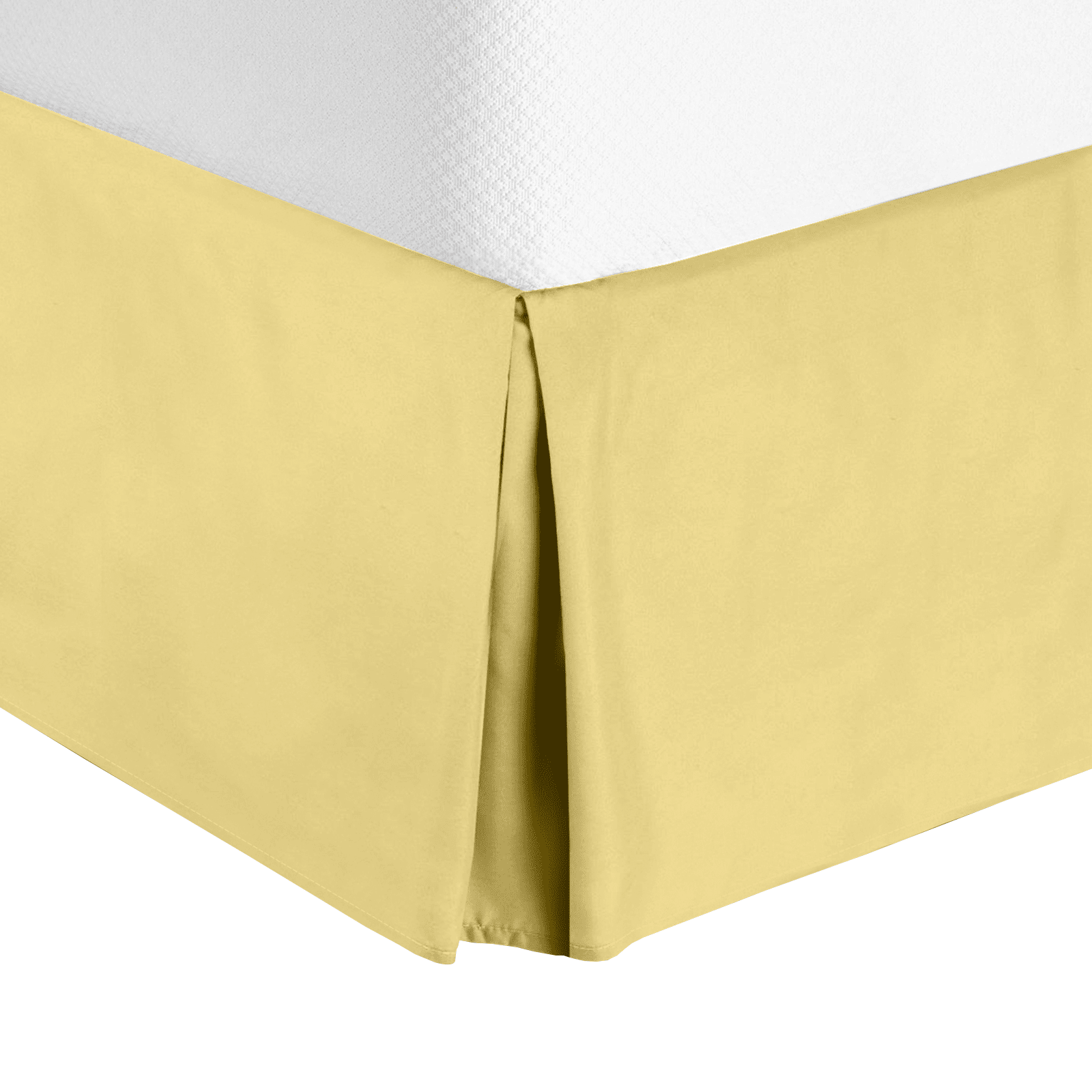 Vanilla Yellow Luxury Pleated Tailored Bed Skirt Full 14” Drop Dust Ruffle 
