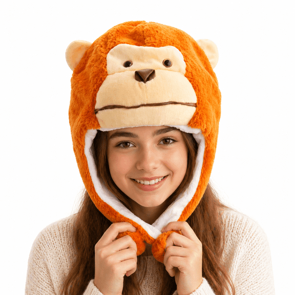 Petitebelle Brown Gorilla Costume Hat (One Size, White)