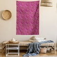 thumbnail image 2 of Moroccan Tapestry, Art in Ancient Times Checkered Pattern with Abstract Pinkish Motifs, Wall Hanging for Bedroom Living Room Dorm Decor, 60W X 80L Inches, Magenta Purple Marigold, by Ambesonne, 2 of 5