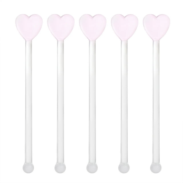 MasteelfCA 5pcs Heart Stirring Rod Glass Stirring Stick Creative Muddler Decorative Mix Rod