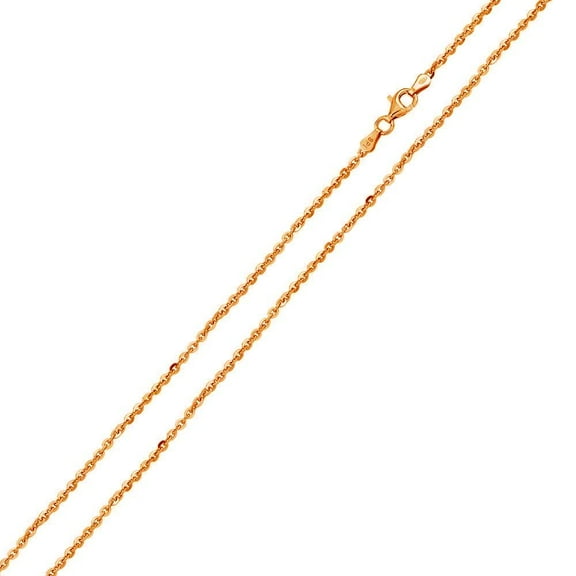Sterling Silver 925 Rose Gold Plated Diamond-Cut Edge Rolo Chains 1.3mm Italy 18" Jewelry Female