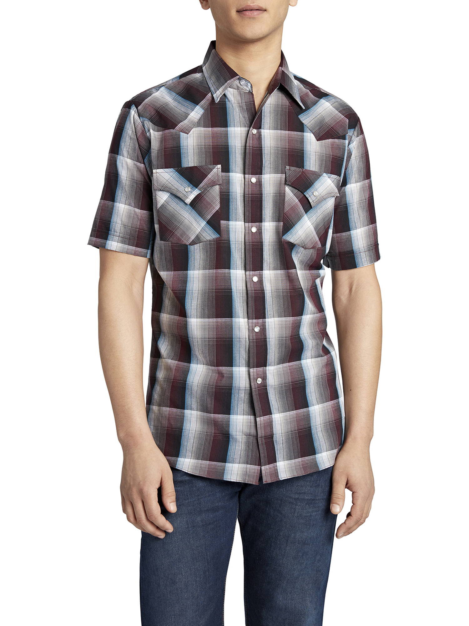 Ely Cattleman Men's Short Sleeve Snap Front Plaid Western Shirt - image 2 of 3
