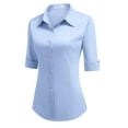 thumbnail image 3 of Zeagoo Womens 3/4 Sleeve Collared Button Down Shirt Summer Cotton Slim Fit Work Dress Shirts Office Formal Blouse, 3 of 6