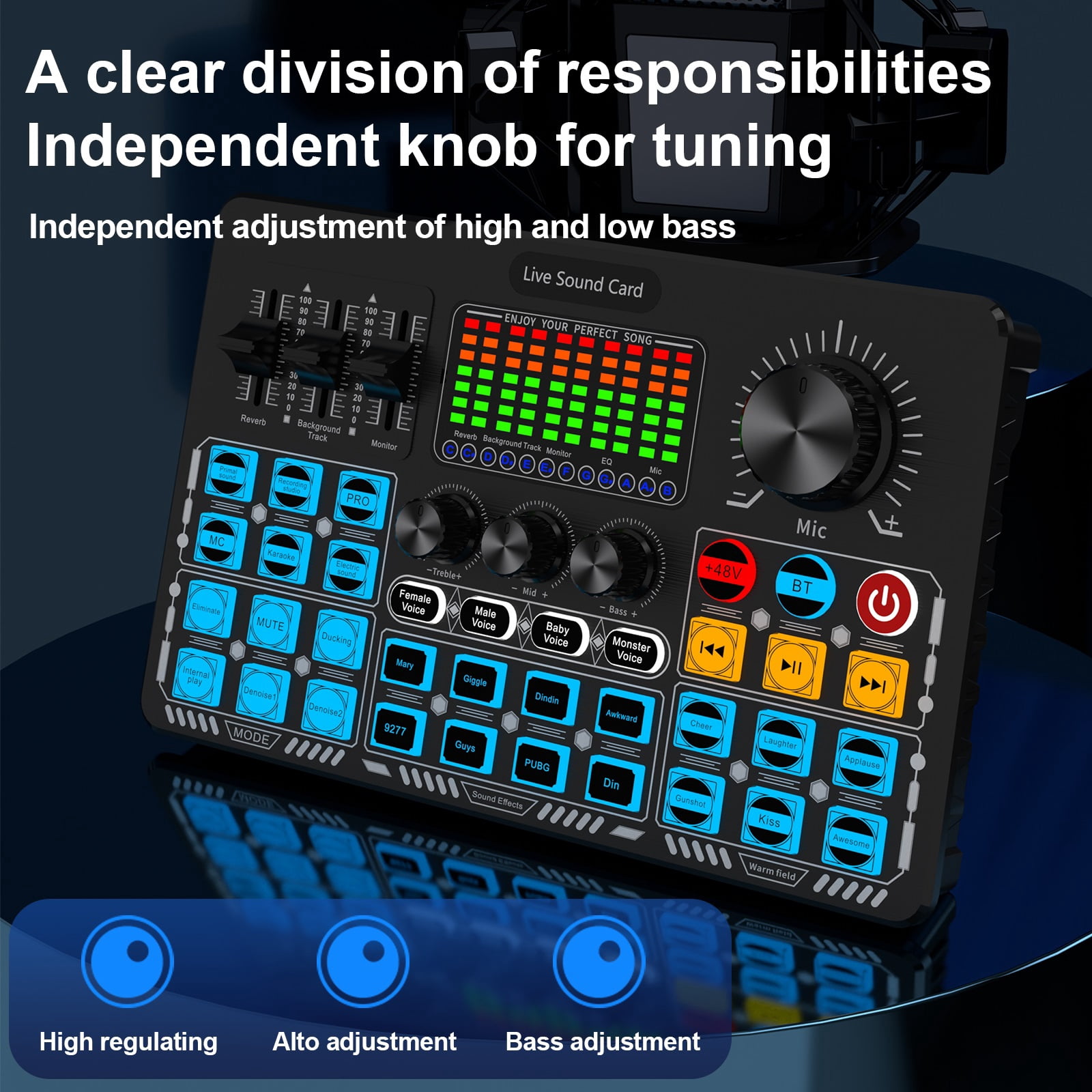 2Pcs Live Sound Card Interface Q6S with DJ Mixer Effects and Voice Changer Bluetooth Stereo