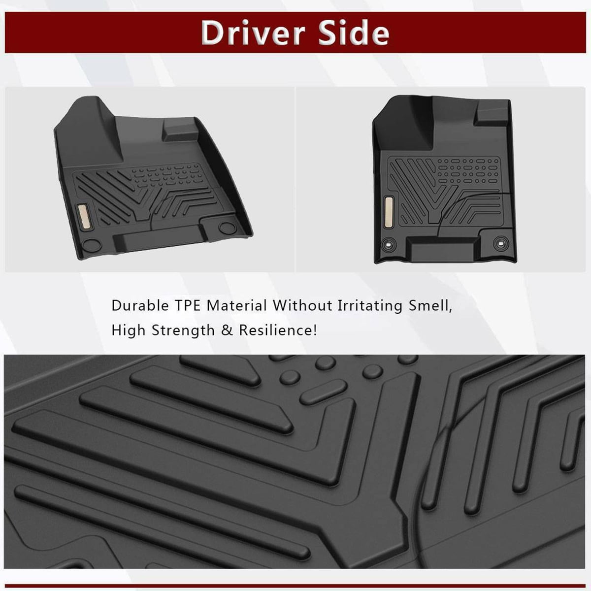RVNI TPE Rubber Front and Rear for 2016-2022 Honda Pilot Floor Mats Set,1st & 2nd Row All-Weather Protection