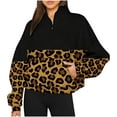 thumbnail image 2 of Chandails à Capuchon Mode pour Femmes 2023 Mode Automne Hiver Imprimé Léopard Décontracté Sport Col Rond Survêtements Manches Longues Col à Revers Fermeture Éclair Chandails à Capuchon Rabais de 50 % Liquidation Costumes d'Halloween/Noël, 2 of 5
