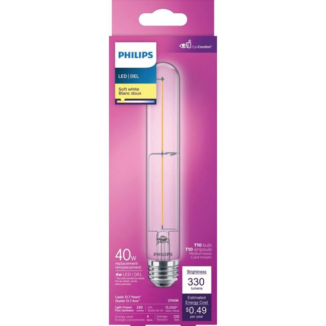 Philips DEL T10 40W, culot moyen, ampoule blanc doux, paquet de 1