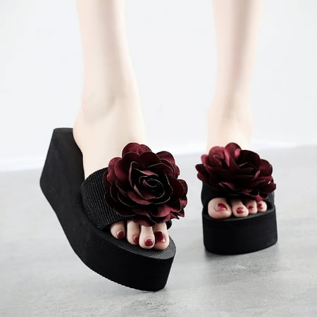 

Women Shoes Women s Ladies Bohemia Flower Home Outdoor Wedges Beach Shoes Sandals Slippers
