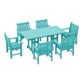 thumbnail image 2 of WestinTrends Malibu 7-Piece HDPE Outdoor Dining Patio Table and Chairs Set, Turquoise, 2 of 14