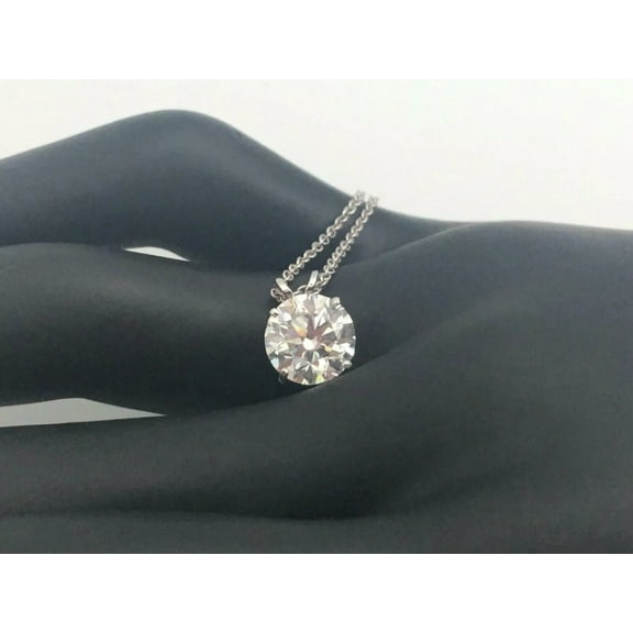 Pendant Necklace 1Ct Round Solitaire Lab Created Diamond 14k White Gold Finish