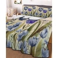 thumbnail image 3 of Quilts Twin XL Size, Blue Purple Spring Floral Soft Comforter Bedding Set for Bed, Summer Botanical Tulip Vintage Lightweight Quilted Bedspread with Pillow Cover(2 Pieces) for All Season, 68x98 Inch, 3 of 6