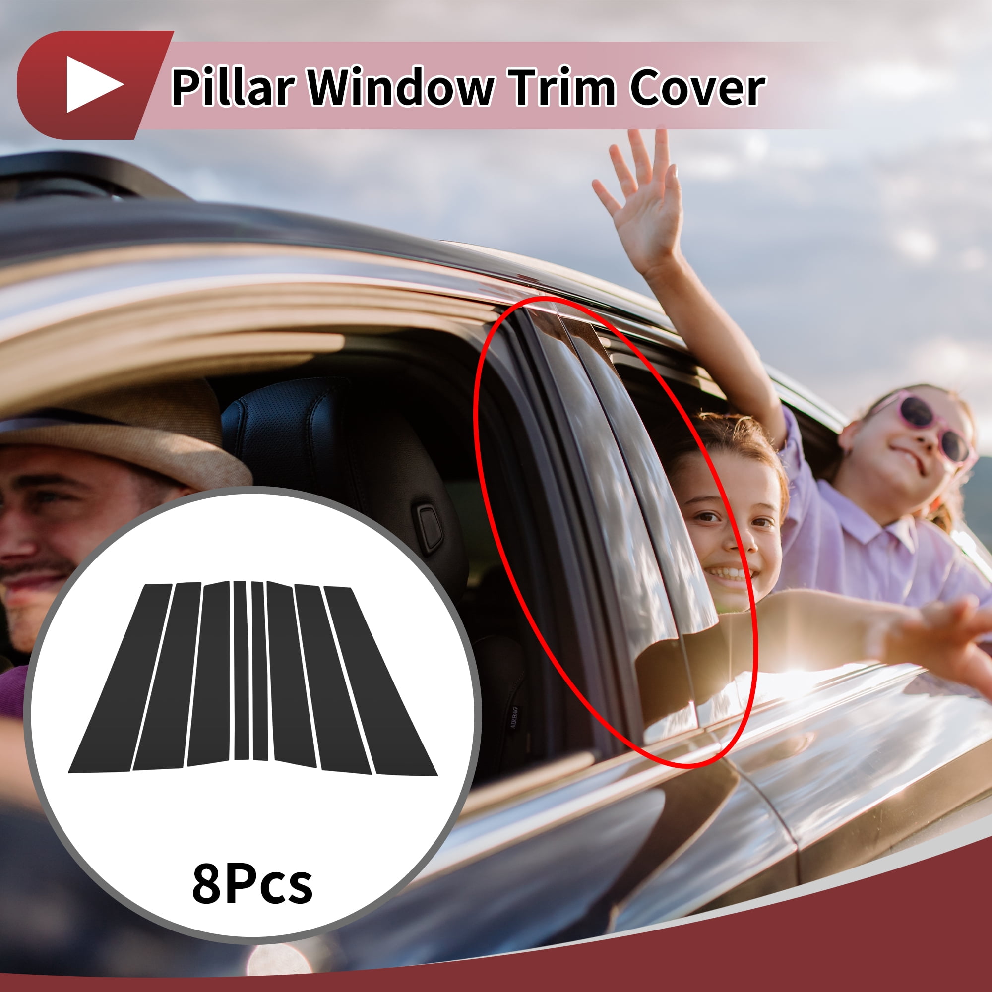 Unique Bargains 8Pcs Door Pillar Window Trim Anti Scratch Sticker for Volvo XC90 2016-2023