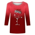 thumbnail image 3 of Camisetas de Manga Larga de las Mujeres Imprimir Navidad Cuello Redondo 3/4 Manga Suéter, Top Casual para las Vacaciones, 3 of 3
