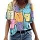 thumbnail image 1 of Camisetas con cuello en V en 3d para mujer, camisetas de manga corta con estampado de gatos bonitos, camisetas informales Kawaii a la moda, ropa divertida para mujer, 1 of 4