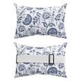 thumbnail image 2 of Pack of 2 Outdoor Lumbar Pillow Covers 11x16 Inch, Boho Blue Floral Waterproof Throw Pillow Covers Set, Vintage Farmhouse Paisley Plant Leaf Decorative Cushion Cases for Patio Porch Car, 2 of 7